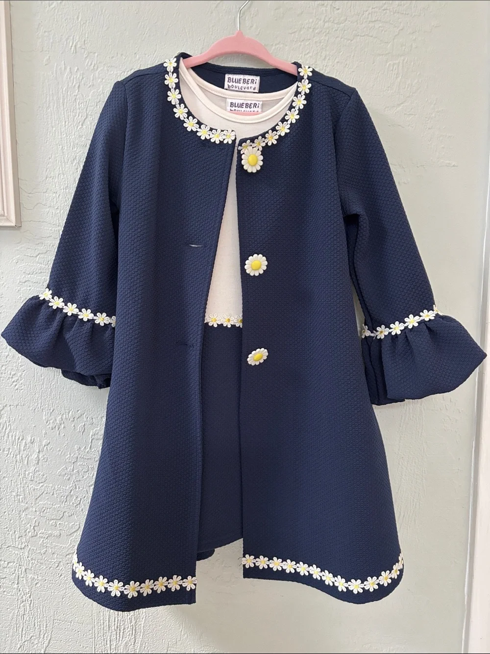 Blueberi Boulevard dress & navy coat set